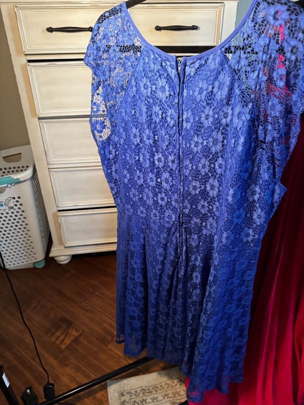 City Studio Blue Lace Dress Size 22 Floral Lace Overlay Fit Flare Dress - Picture 2 of 4